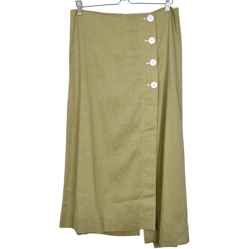 Robert Rodriguez Linen Faux Wrap Midi Skirt